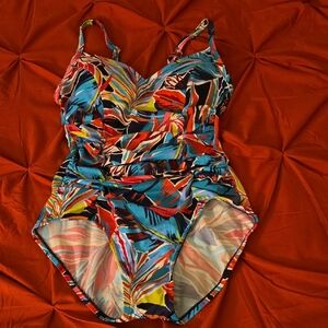 Aqua Green Red and Blue One Piece with Spaghetti Straps